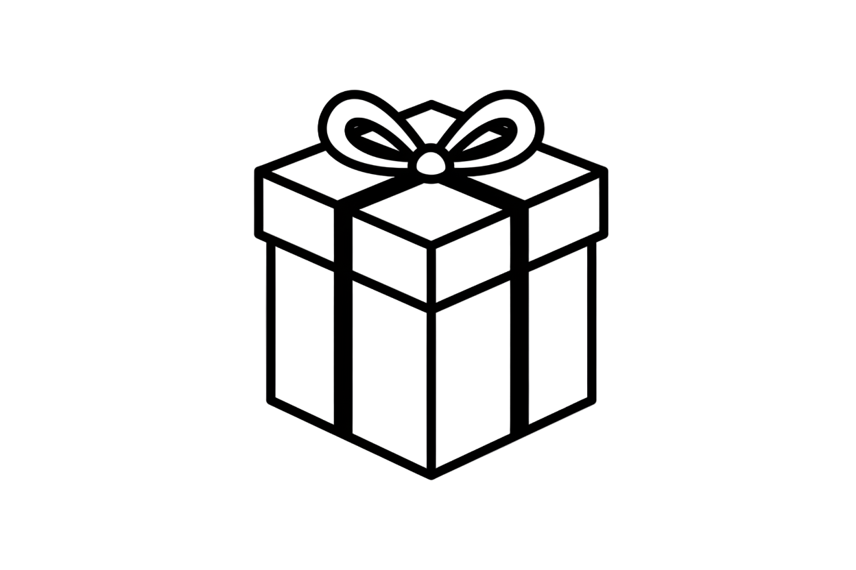 icon preto e branco de uma caixa presente 