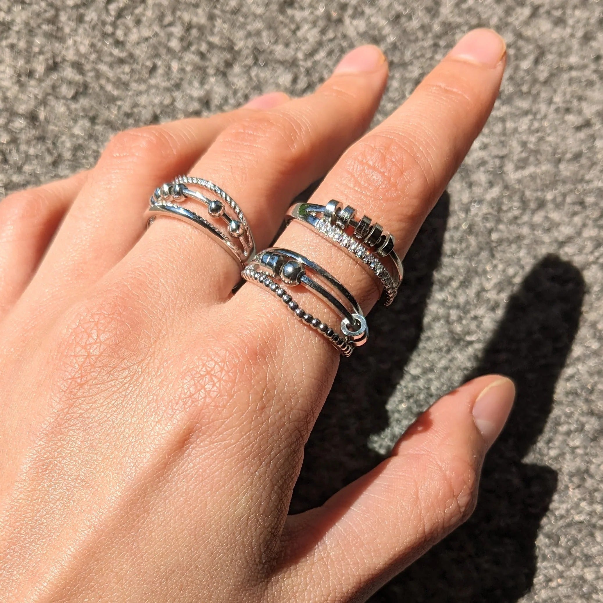 Silver Fidget Spinner Ring