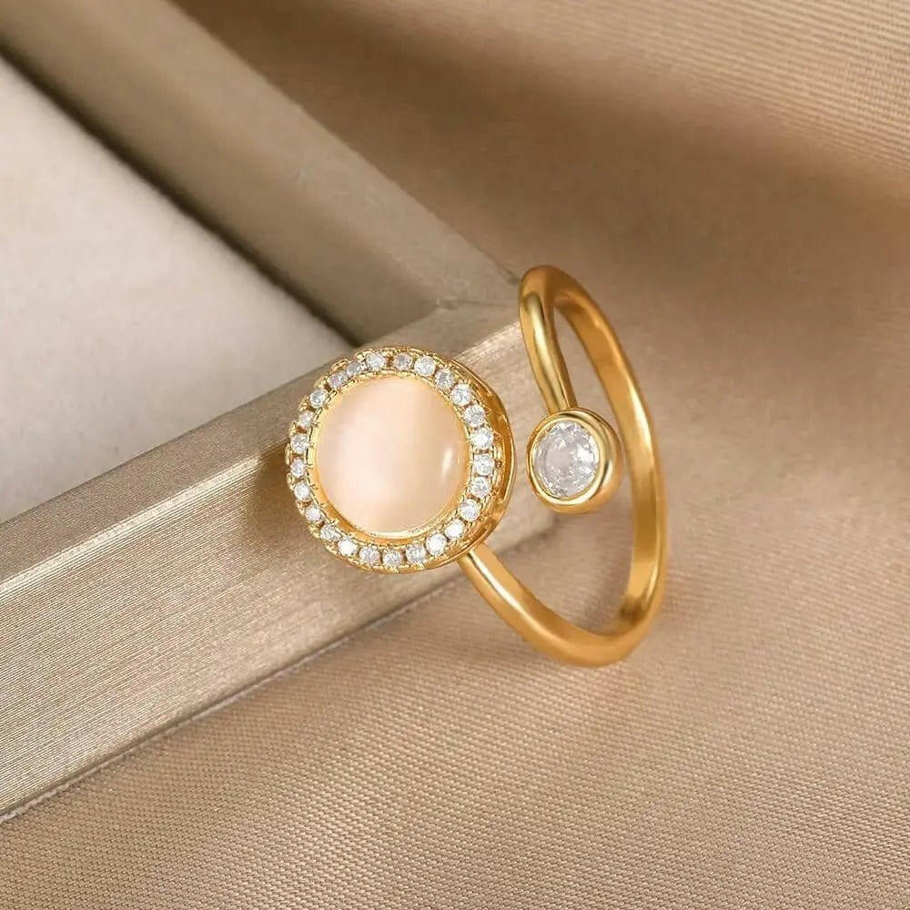 Opal Gold Plated Fidget Spinner Ring