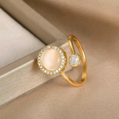 Opal Gold Plated Fidget Spinner Ring