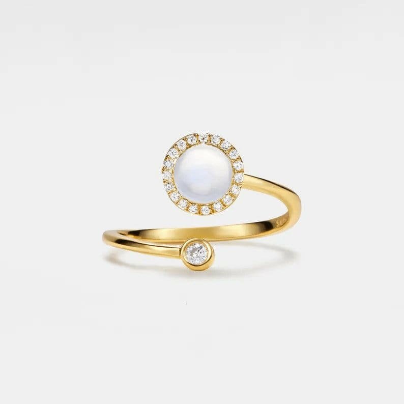 Opal Gold Plated Fidget Spinner Ring