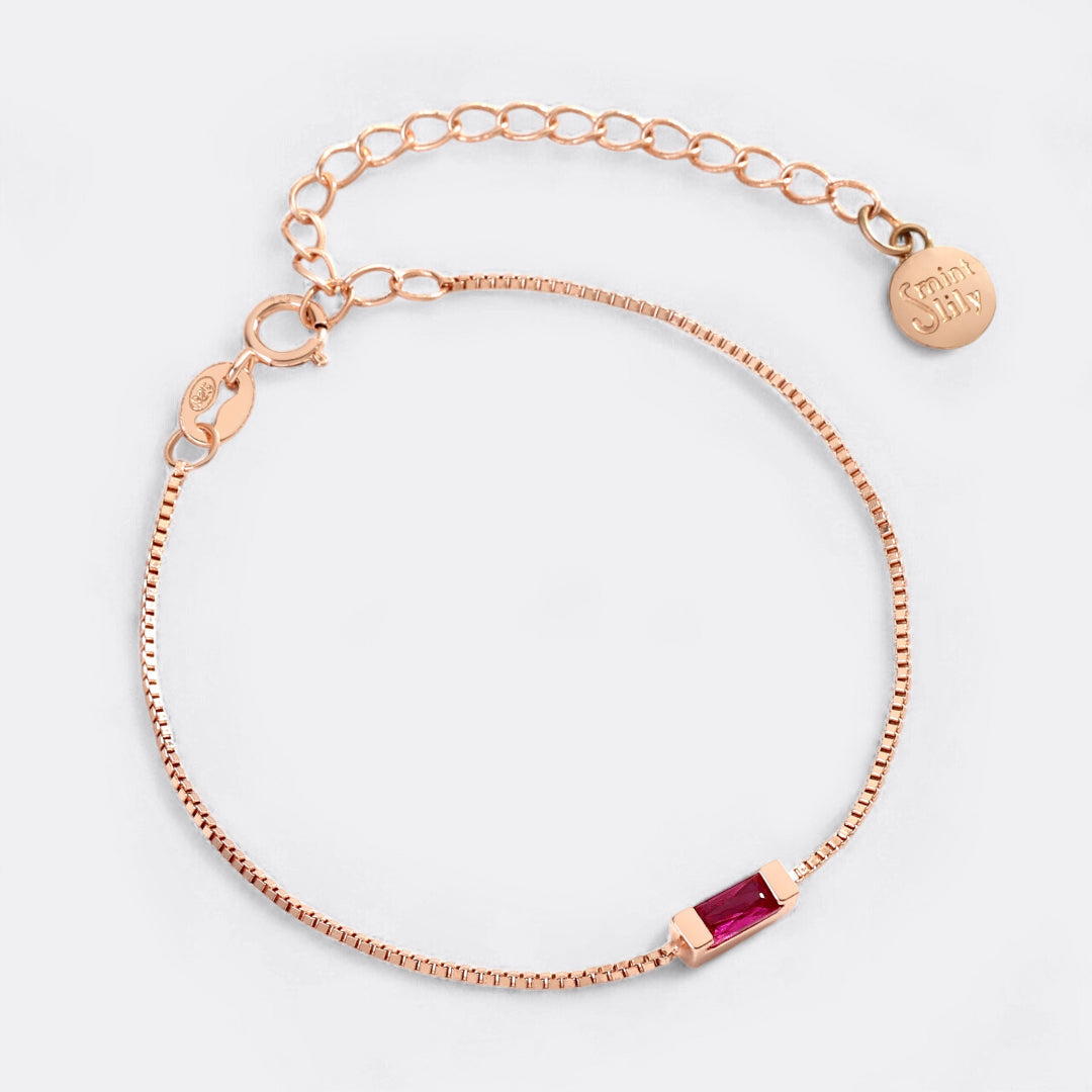 Dainty Baguette Birthstone Bracelet