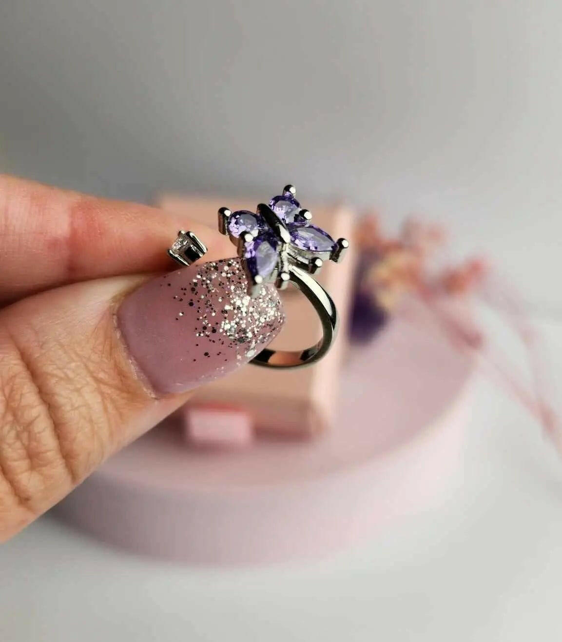 Purple Butterfly Fidget Spinner Ring