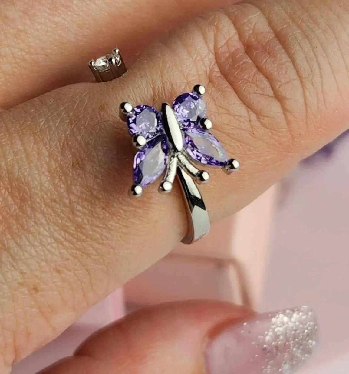 Purple Butterfly Fidget Spinner Ring