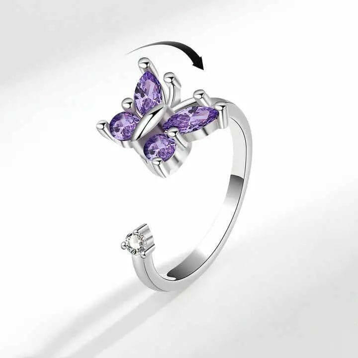Purple Butterfly Fidget Spinner Ring