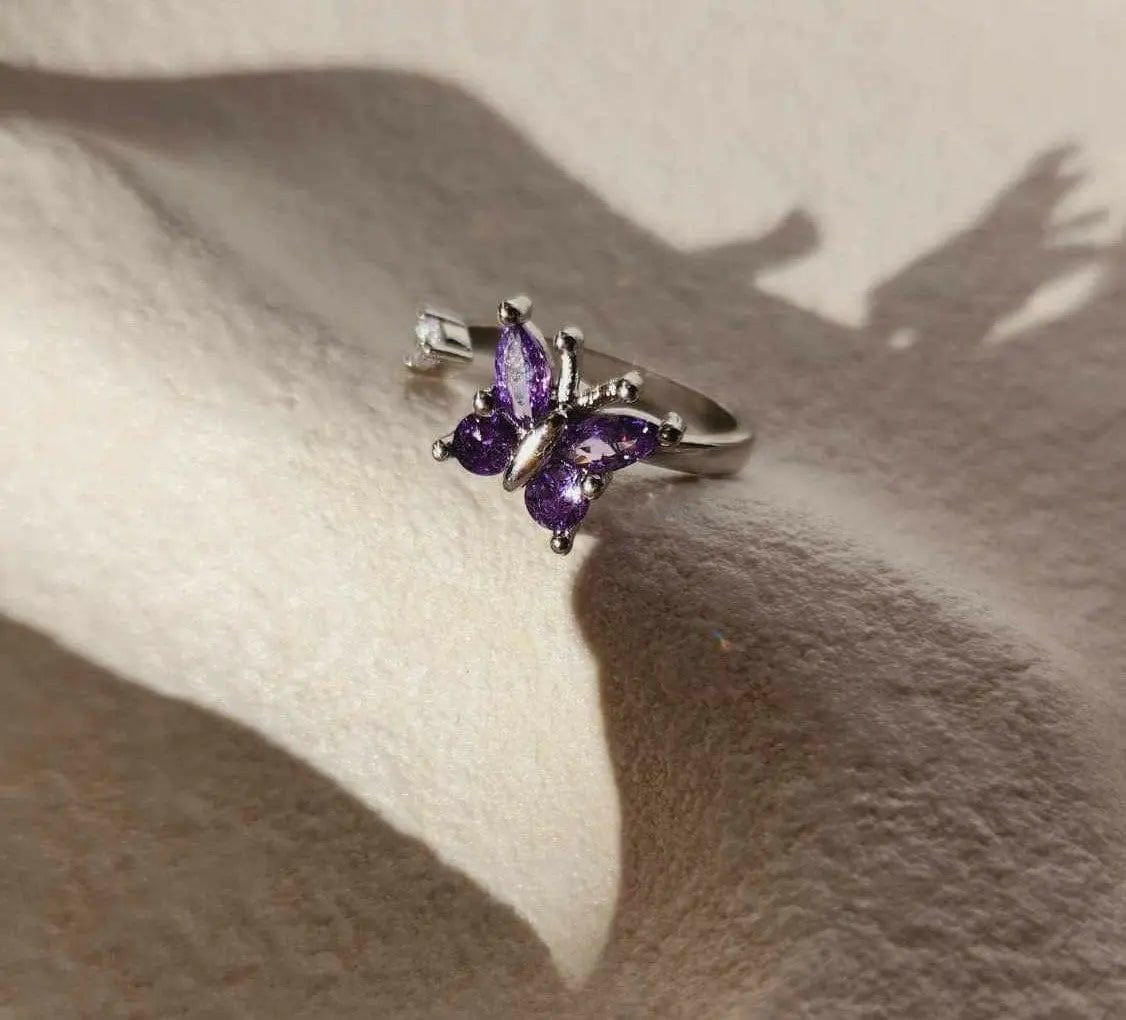 Purple Butterfly Fidget Spinner Ring
