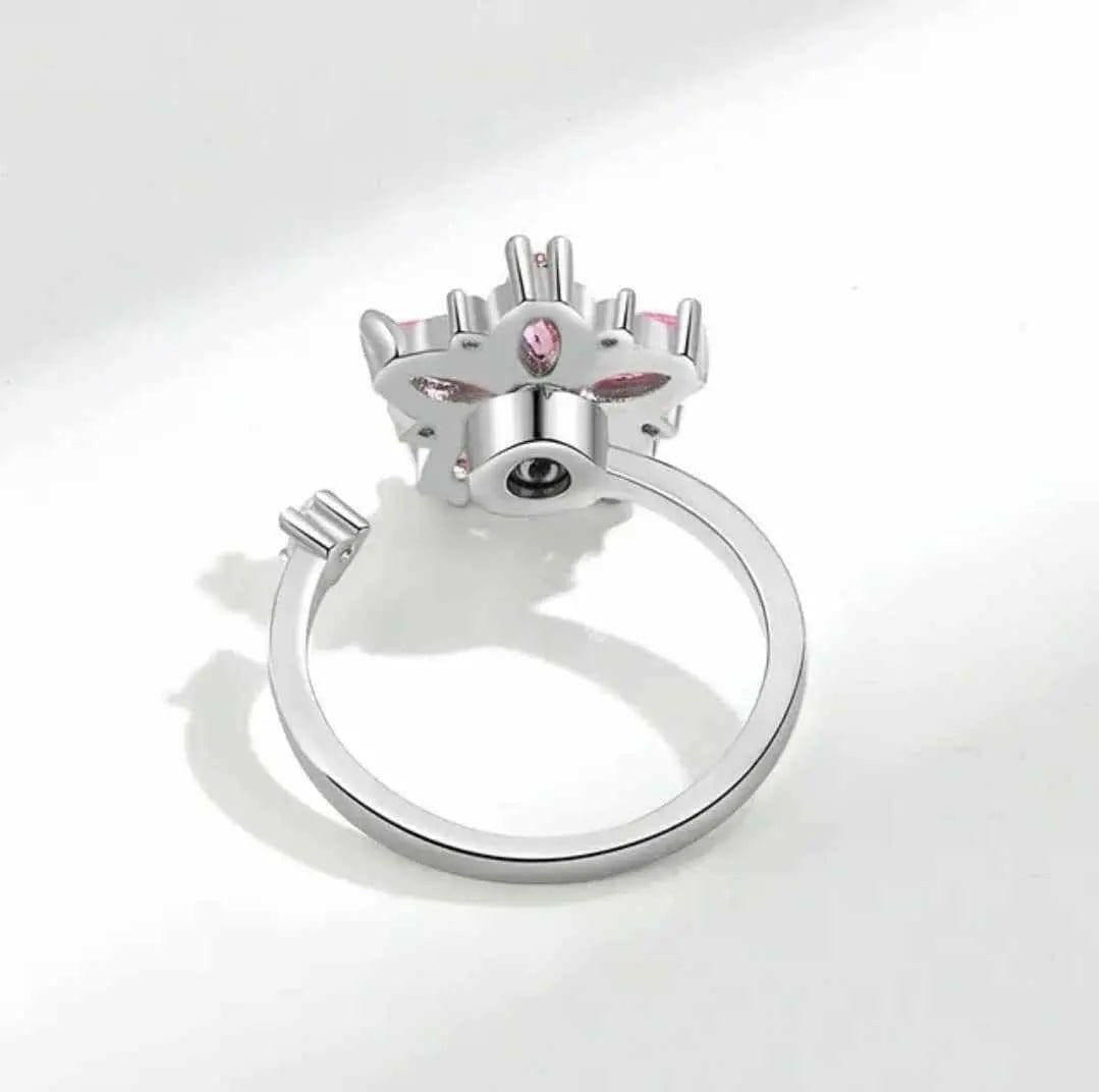Pink Flower Fidget Spinner Ring