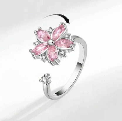 Pink Flower Fidget Spinner Ring