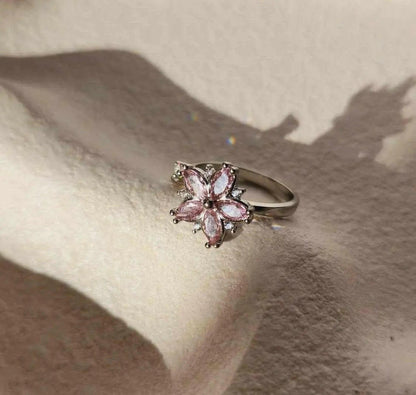 Pink Flower Fidget Spinner Ring