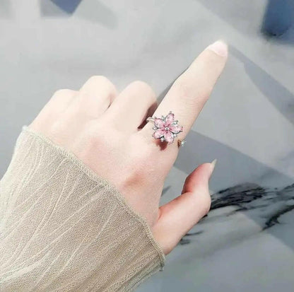 Pink Flower Fidget Spinner Ring