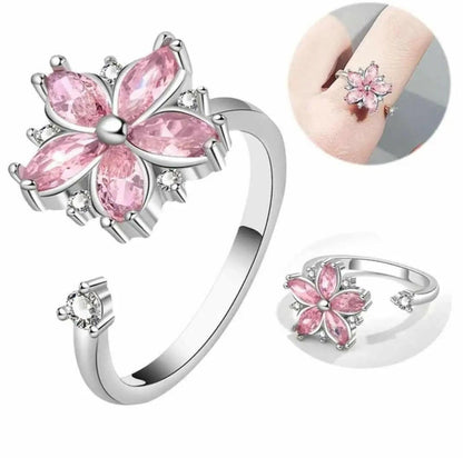 Pink Flower Fidget Spinner Ring