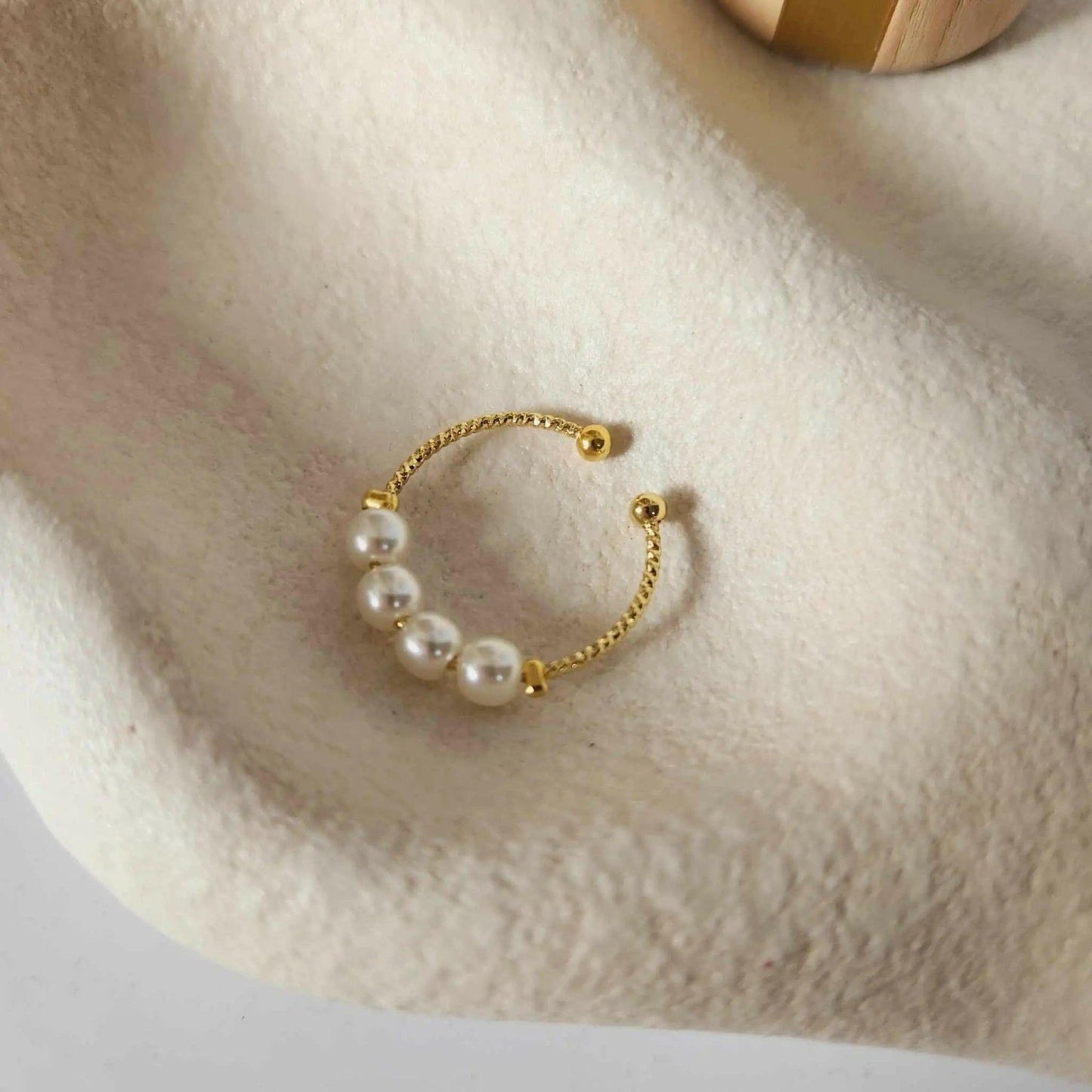 White Faux Pearl Fidget Anxiety Ring