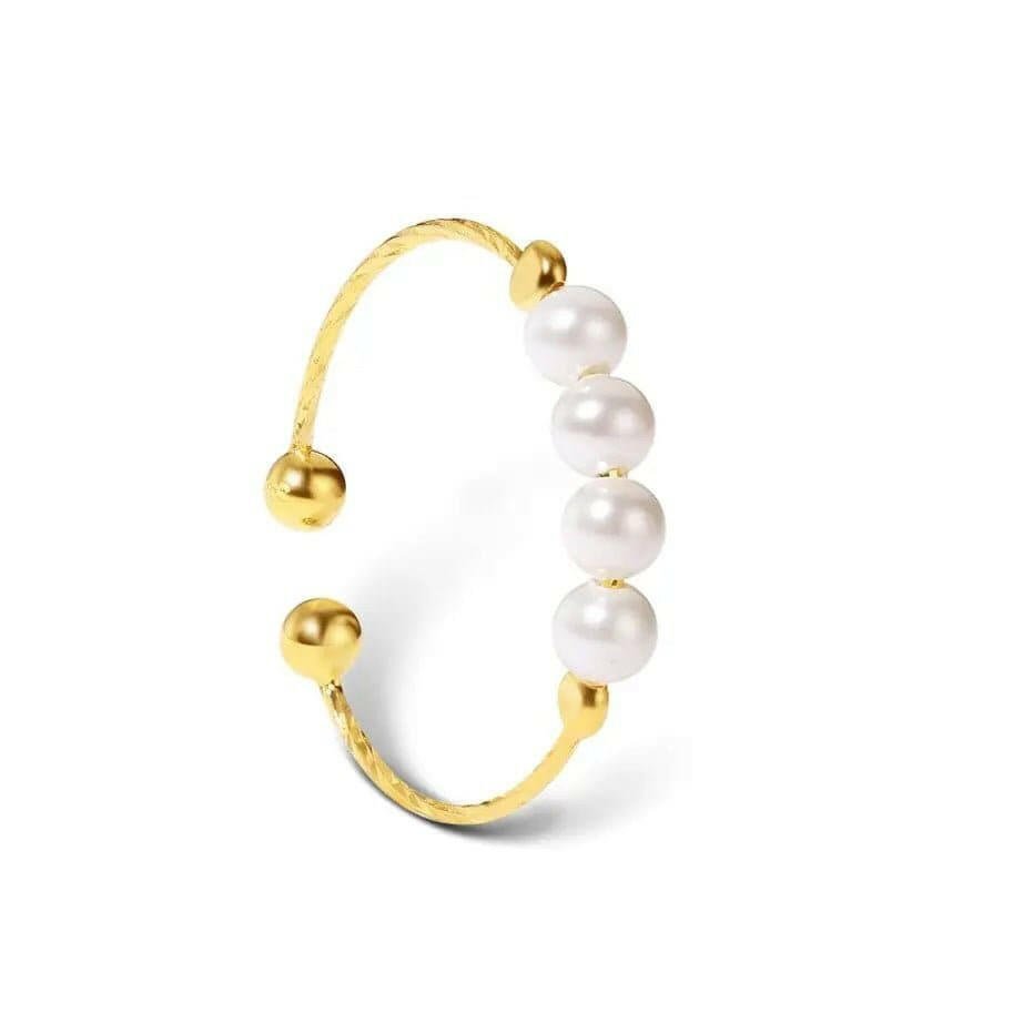 White Faux Pearl Fidget Anxiety Ring