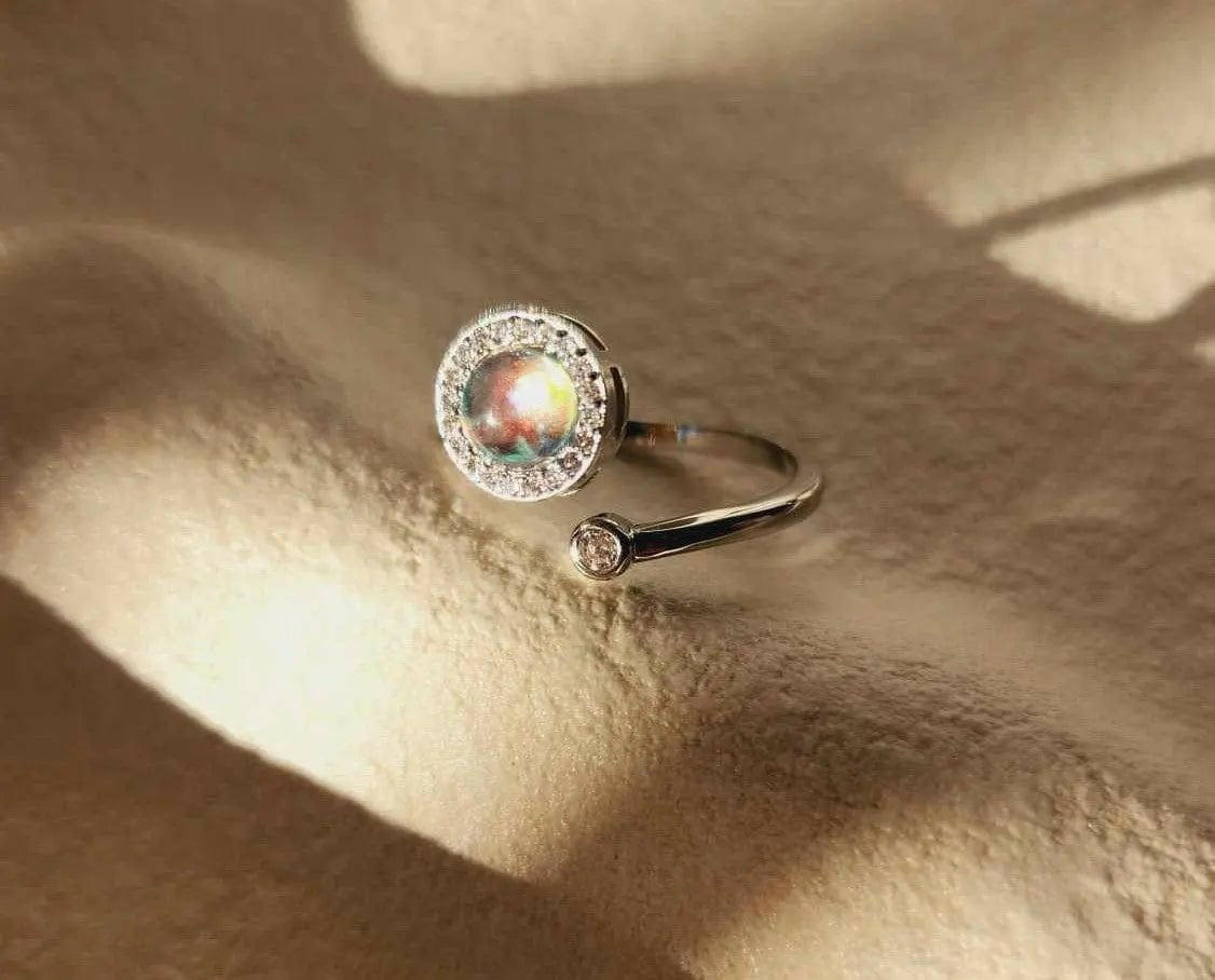 Blue Moonstone Fidget Spinner Ring
