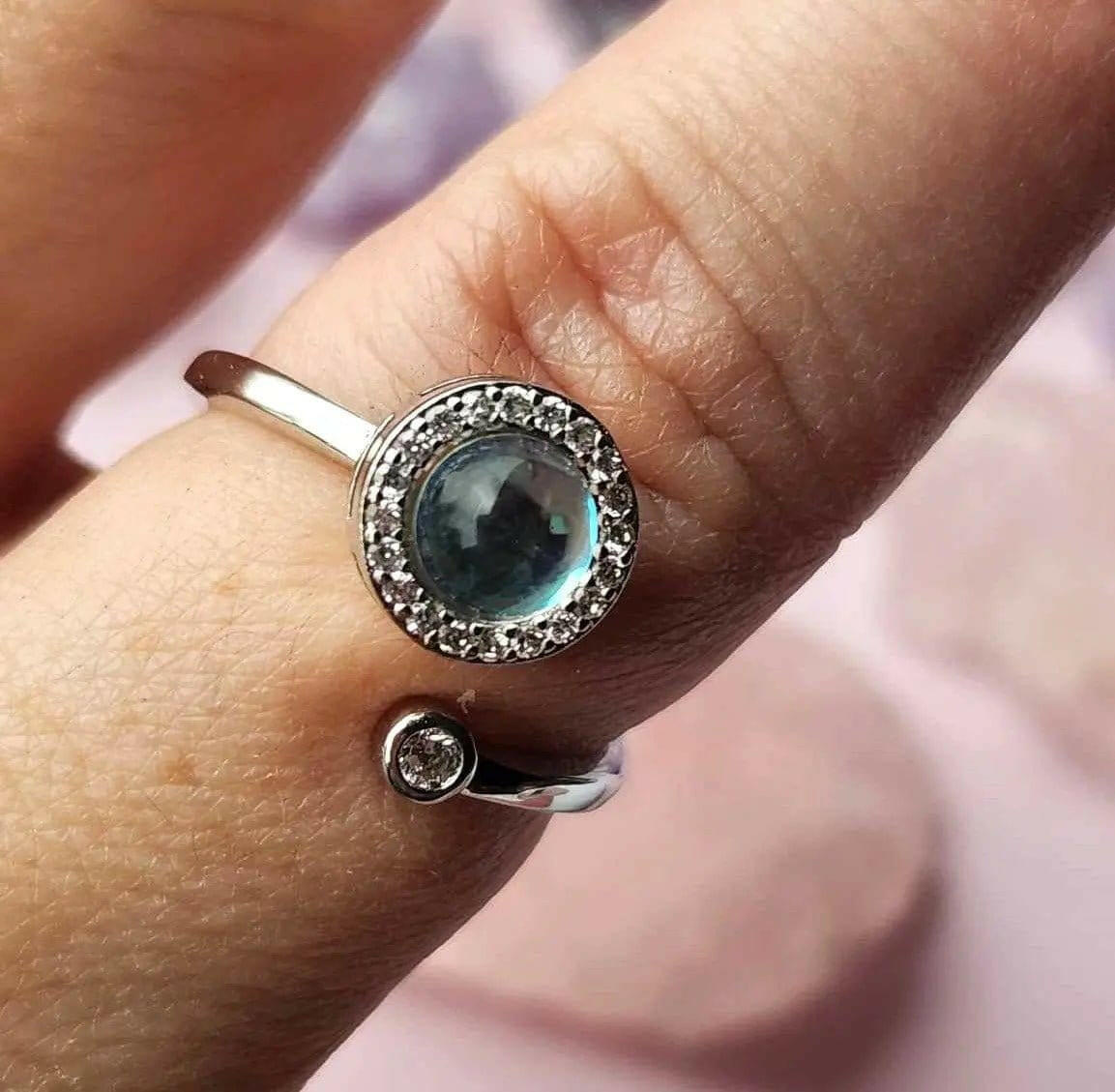 Blue Moonstone Fidget Spinner Ring