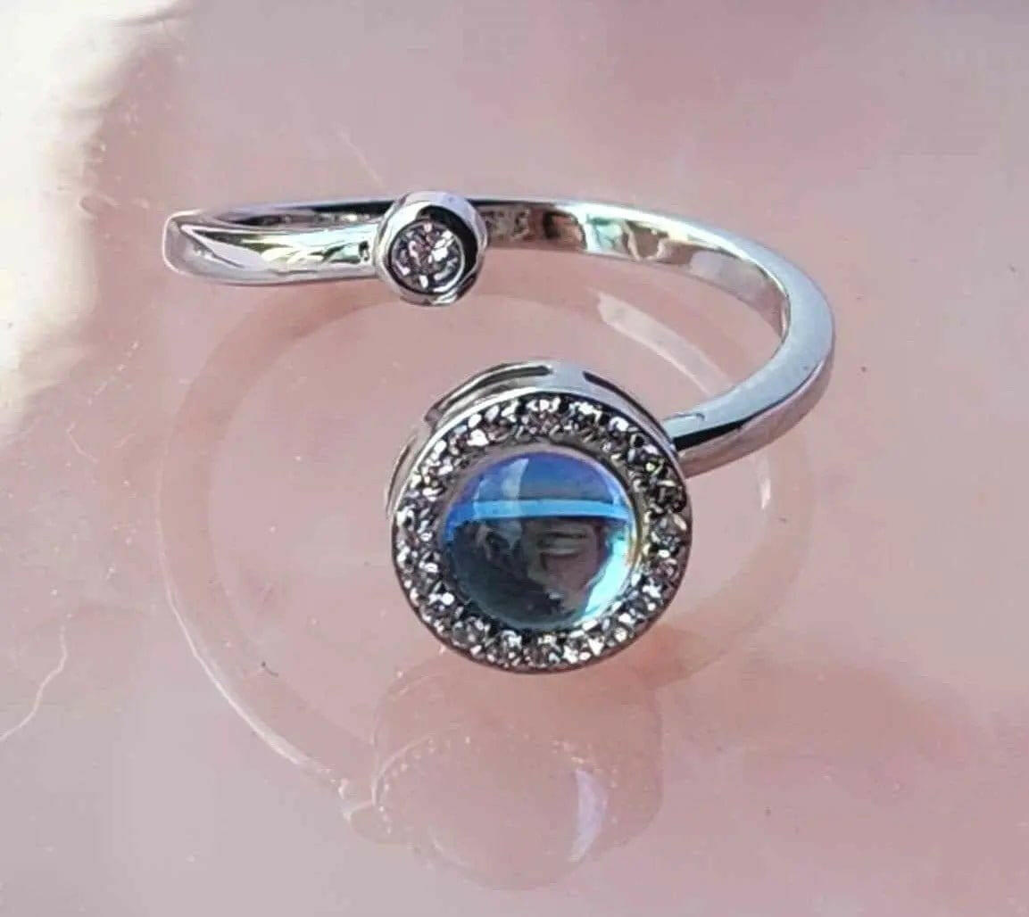 Blue Moonstone Fidget Spinner Ring