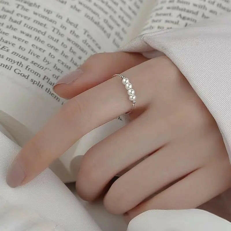 White Faux Pearl Fidget Anxiety Ring