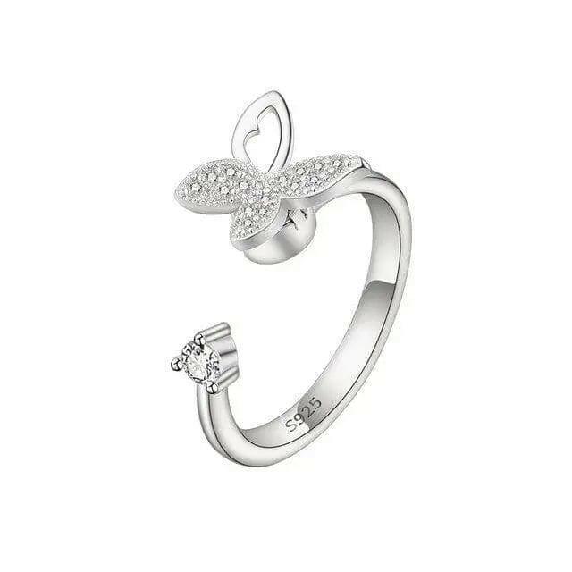 Iced Butterfly Fidget Spinner Ring
