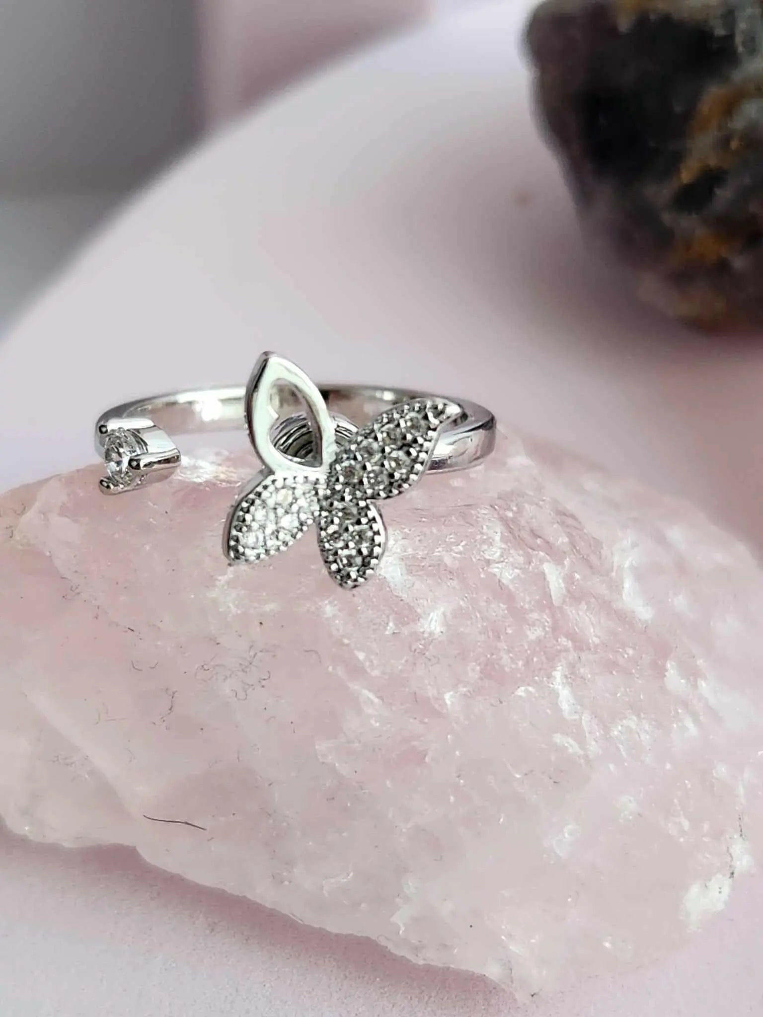 Iced Butterfly Fidget Spinner Ring