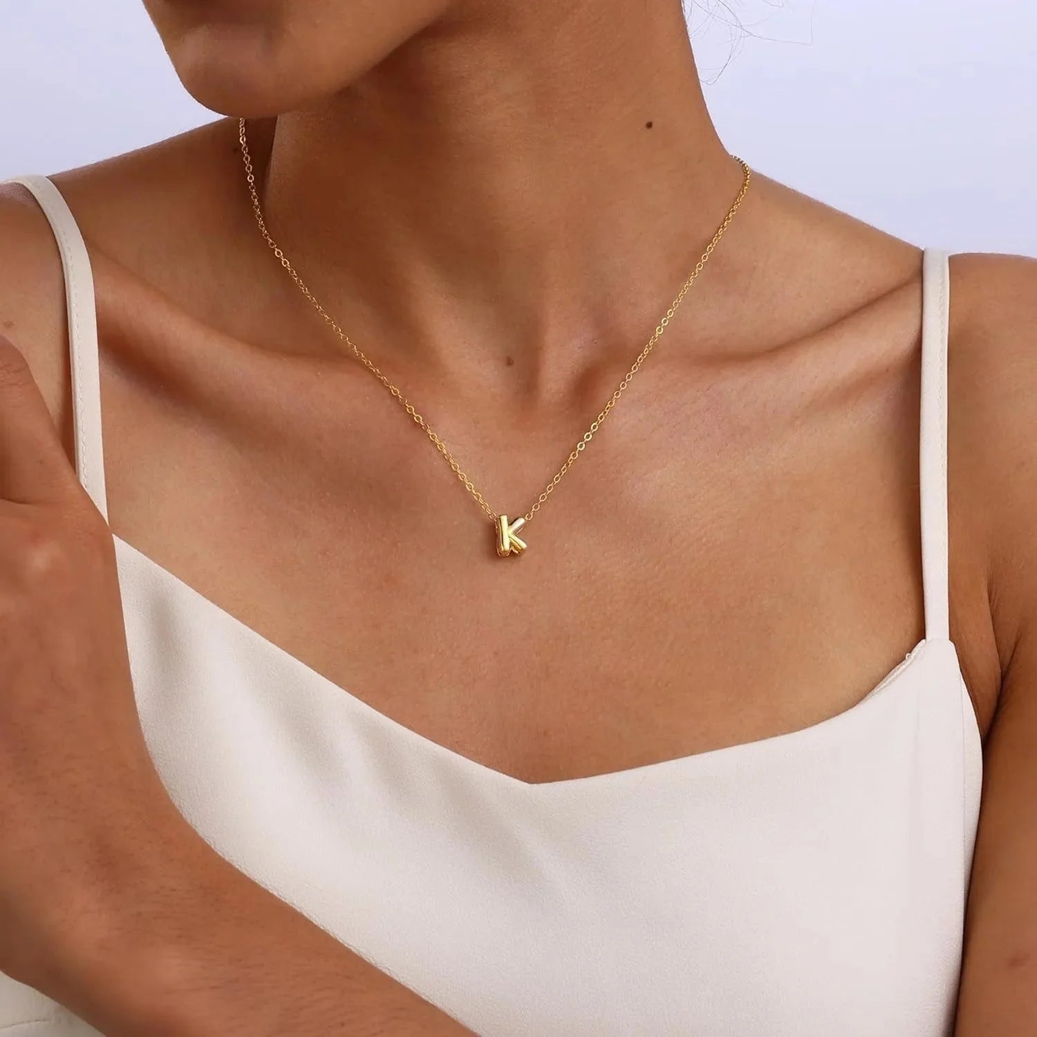 Alouette Gold Bubble Initial Necklace