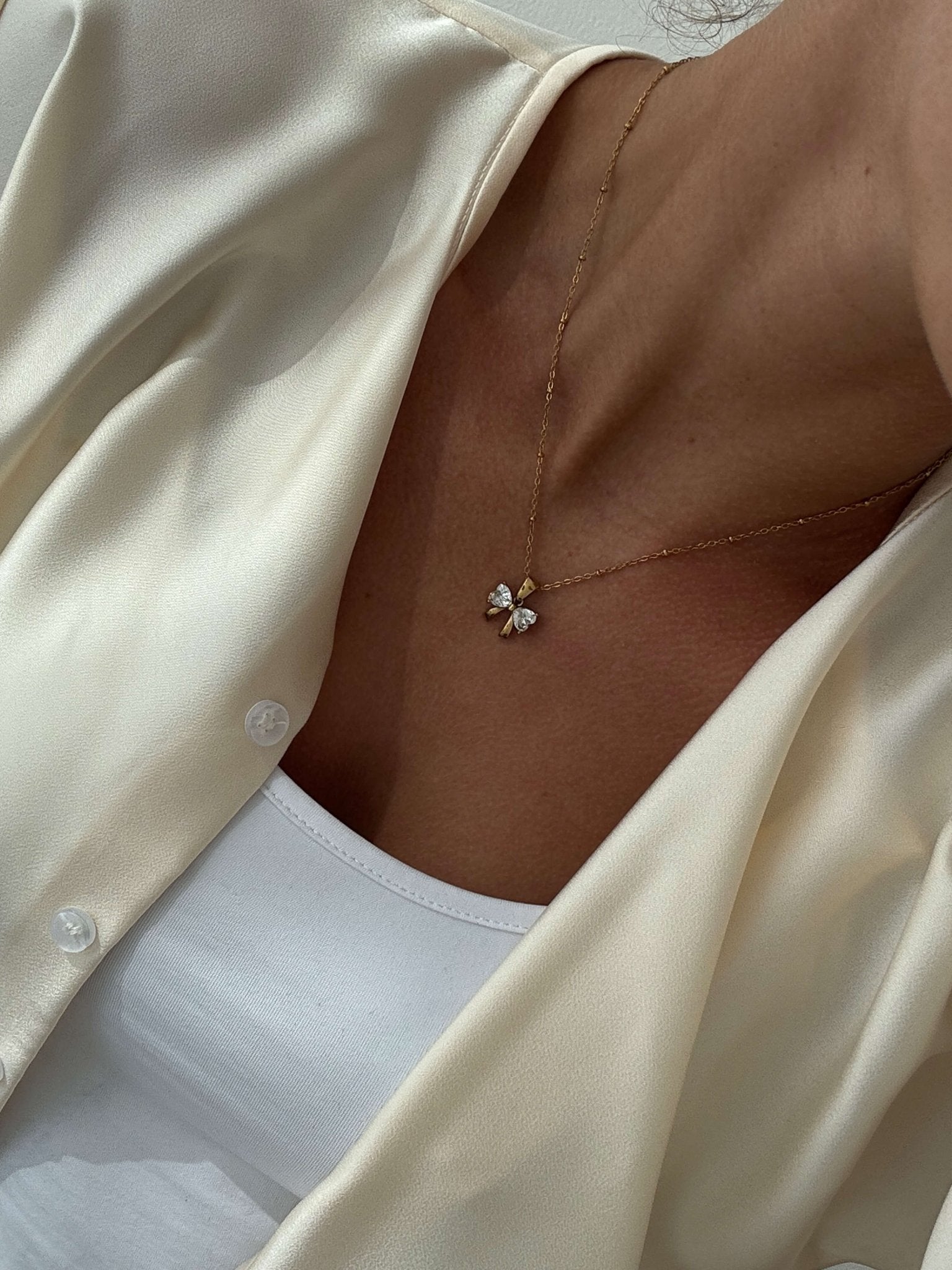 Amara Zirconia Bow Pendant Necklace