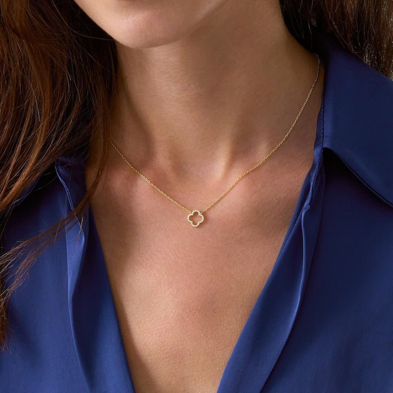 Aurora Clover Zirconia Necklace
