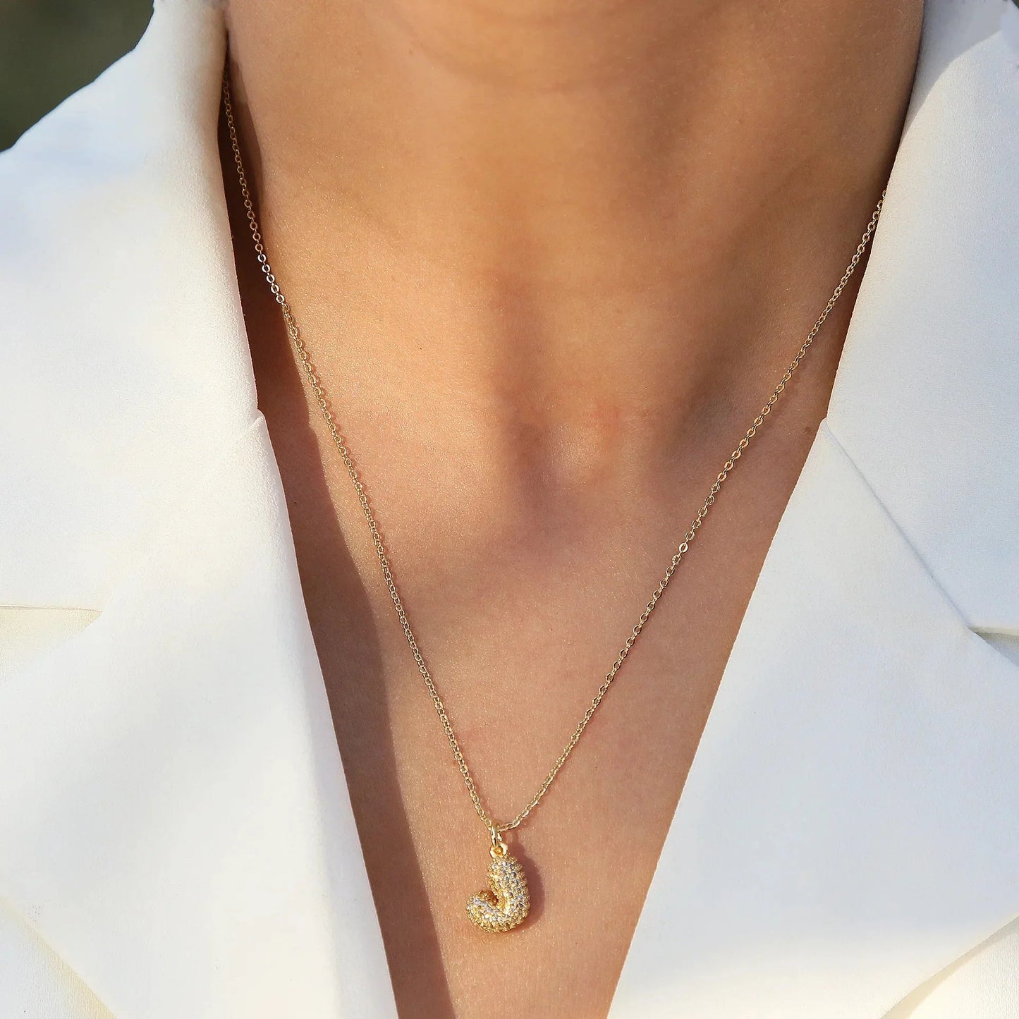 Claire Small Bubble Initial Necklace