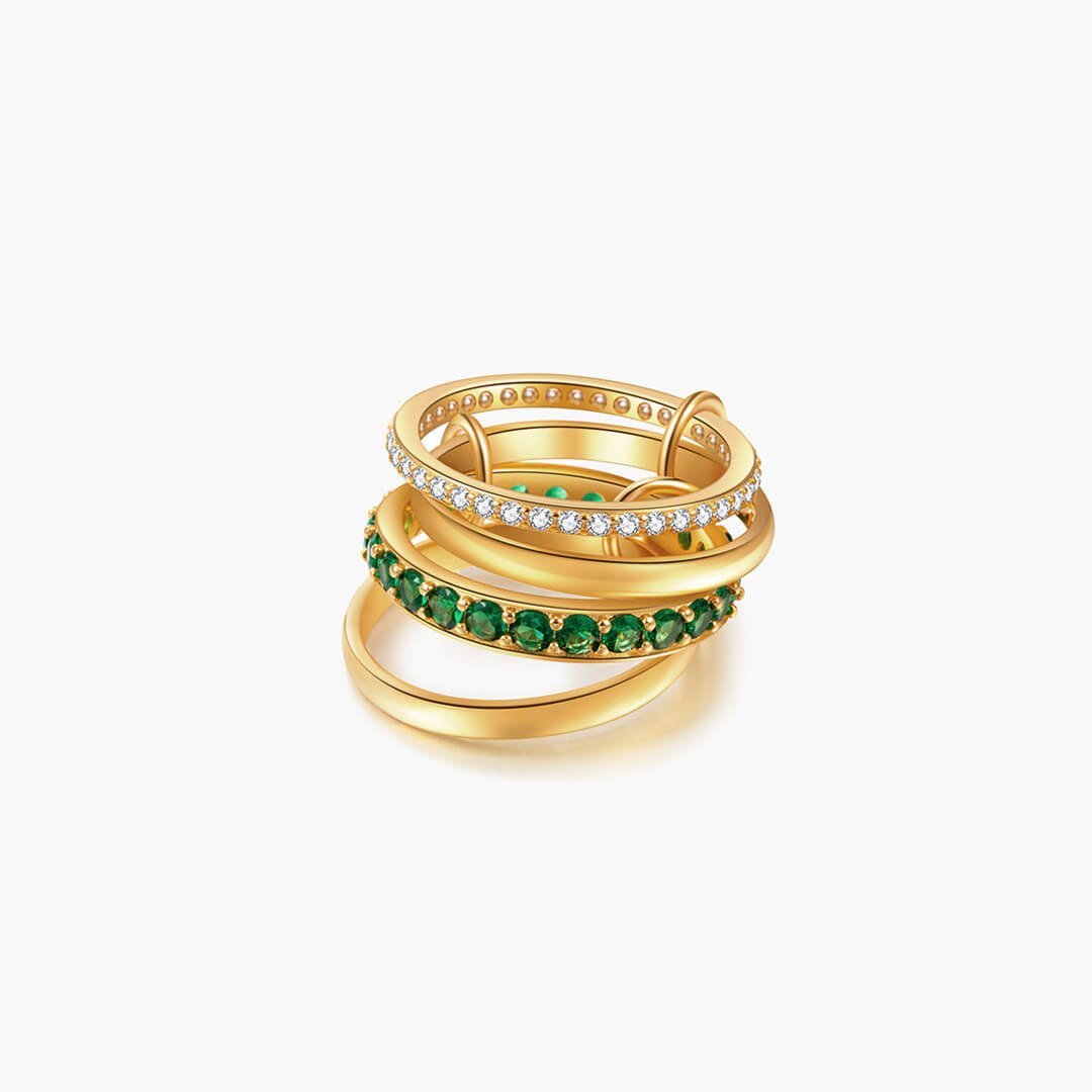 Dana Emerald Rhinestone Stacked Ring