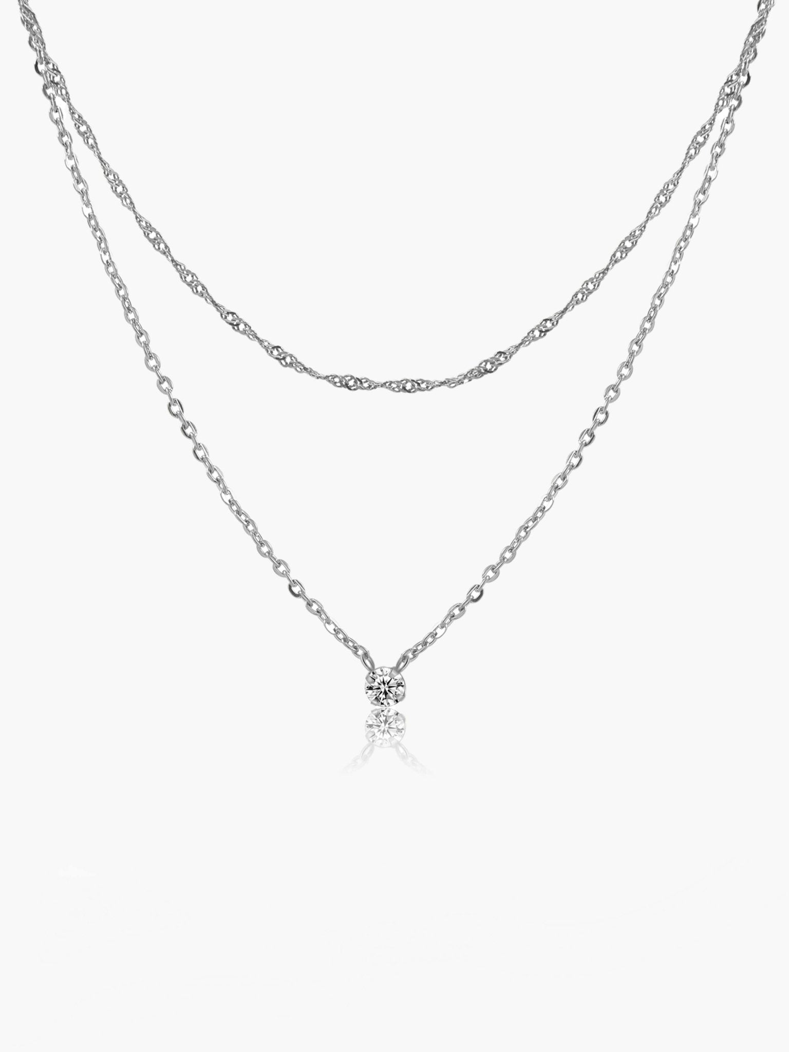 Elora Double Layer Zirconia Pendant Necklace