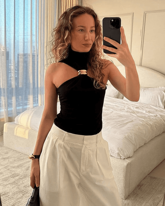 Gertrude Gold Accent Halter Top