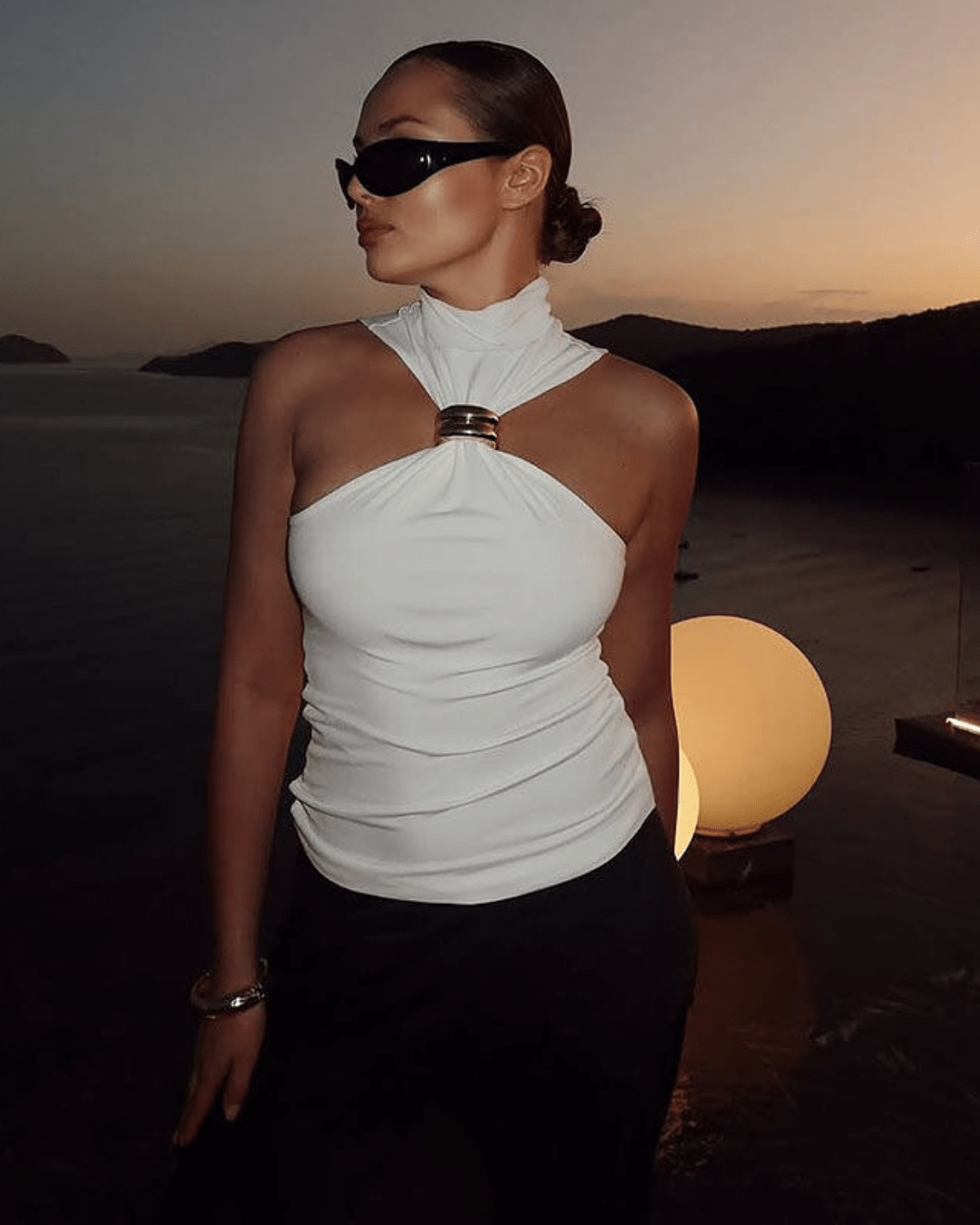 Gertrude Gold Accent Halter Top