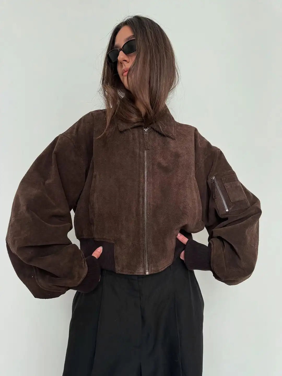 Iza Suede Bomber Jacket