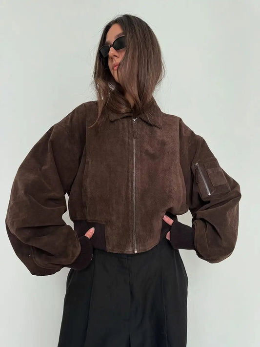 Iza Suede Bomber Jacket