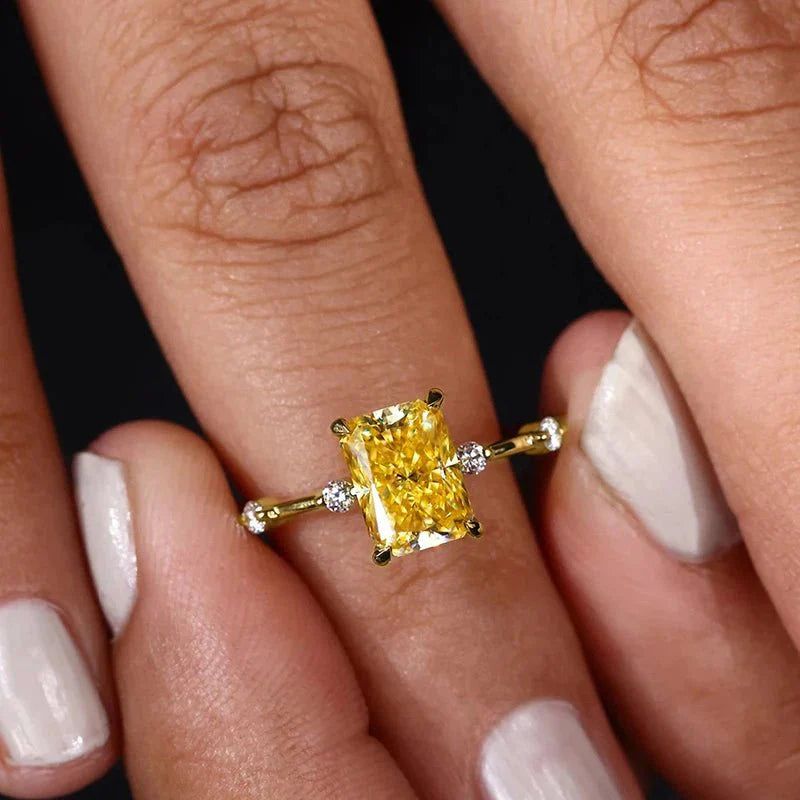 Jasmine Square Yellow Zirconia Ring