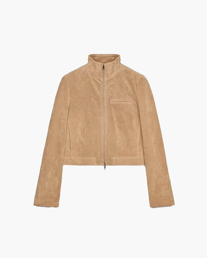 Jennelyn Suede Jacket with Stand Collar