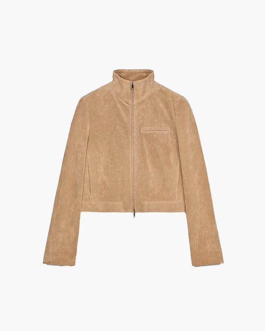 Jennelyn Suede Jacket with Stand Collar