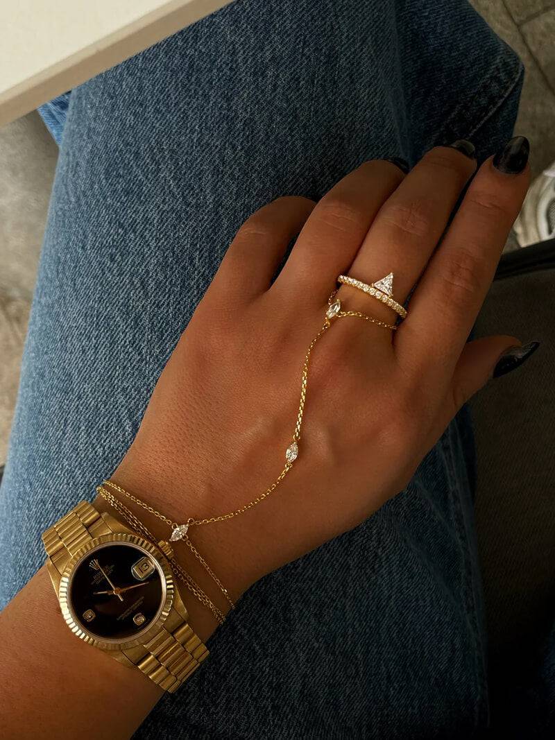 Marquise Zirconia Link Hand Chain