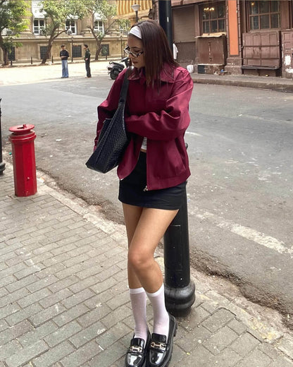 Riley Burgundy Bomber Jacket