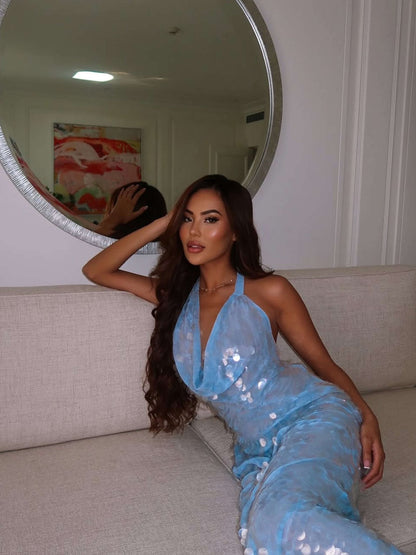 Rosy Sequin Maxi Dress