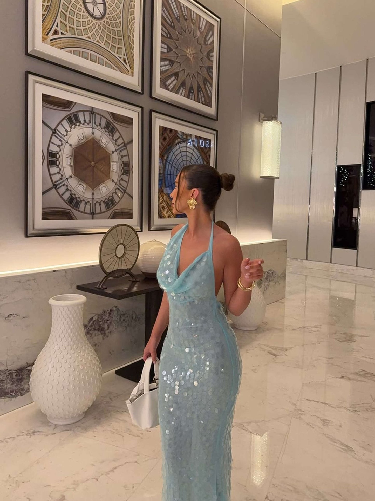 Rosy Sequin Maxi Dress