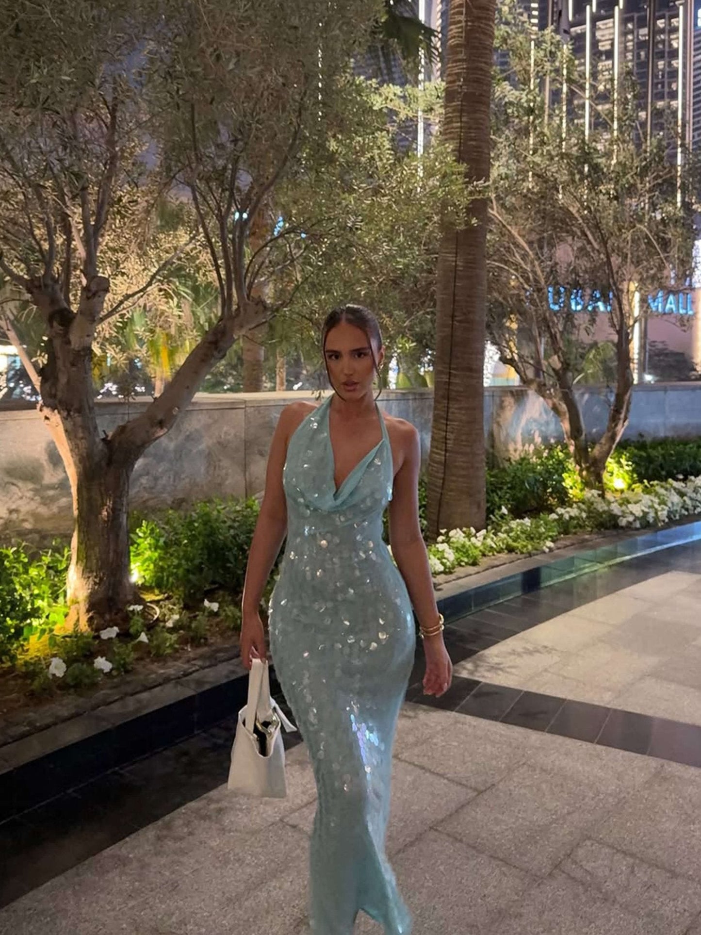 Rosy Sequin Maxi Dress