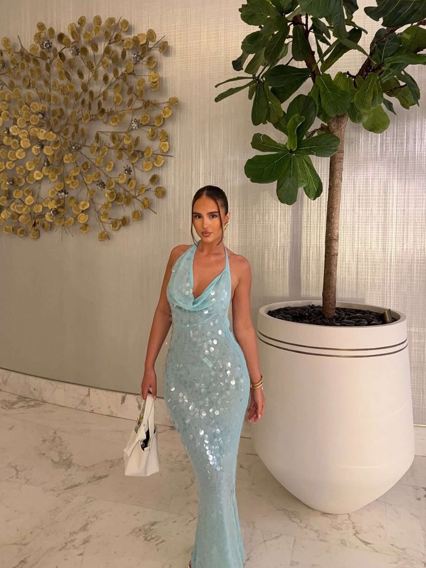 Rosy Sequin Maxi Dress