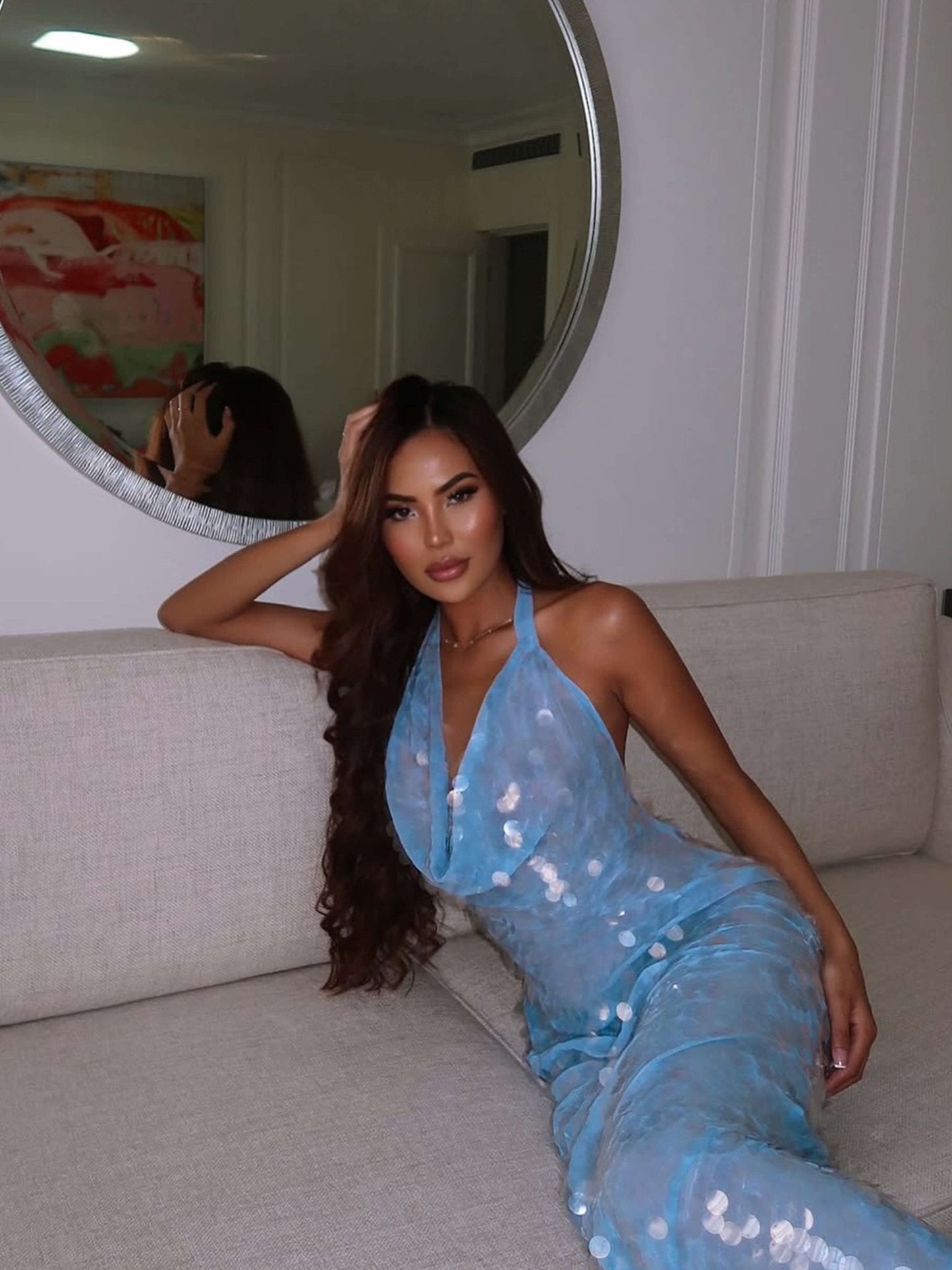 Rosy Sequin Maxi Dress