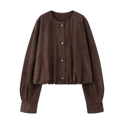 Sheena Button Vegan Leather Jacket