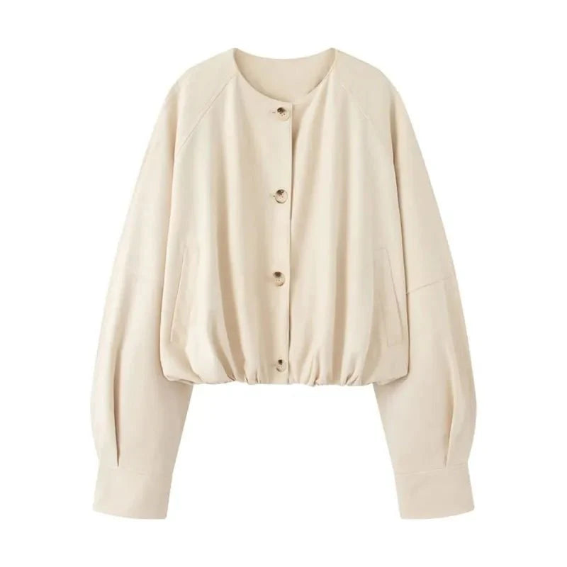 Sheena Button Vegan Leather Jacket