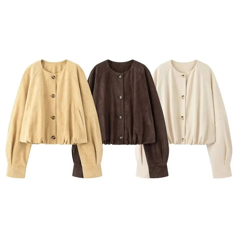 Sheena Button Vegan Leather Jacket